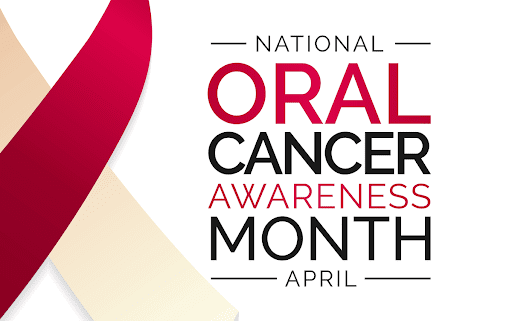 National Oral Cancer Awareness Month with Red Ribbon.